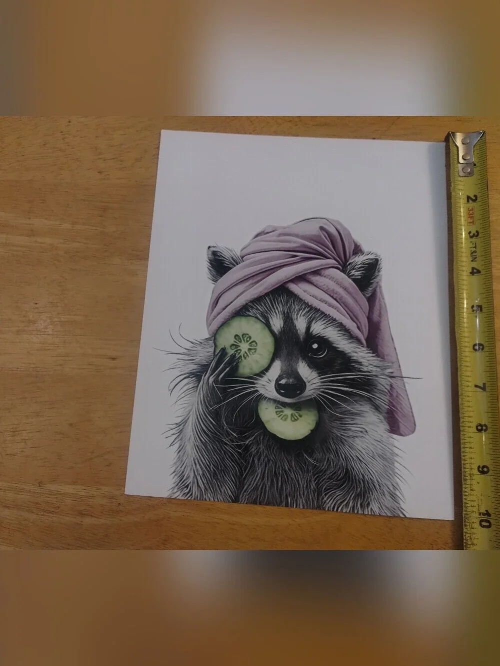 Spa Day Raccoon Wall Art Print Cute Animal Bathroom Decor 8x10